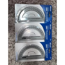 BAZIC 180 Degree Protractor 3-Pack Beveled Edges 6 inch Ruler