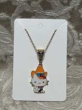 Sanrio Hello Kitty Whimsical Charm Cartoon Adorable Pendant Gold Necklace 18  