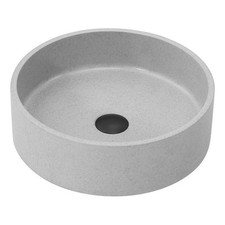 Vinnova Moguer Circular Modern Concrete Stone Vessel Bathroom Sink in Gray