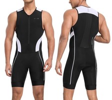 Santic Men s Triathlon Suit Sleeveless Padded Quick Dry Black White Mens Swim