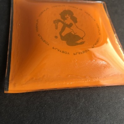 The Playboy Club Orange Vintage 1960's Glass Ashtray Key Tray