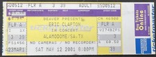 ERIC CLAPTON 2001 Tour Concert Ticket Alamodome San Antonio Texas 5/12/01