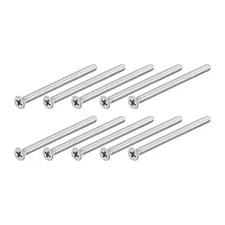 25Pcs 10#-24x3" Flat Head Machine Screw Stainless Steel Phillips Fine Thread