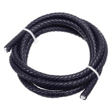 6mm Round Braided Leather Cord for Crafts Jewelry Making, Navy Blue 1.1Yards 