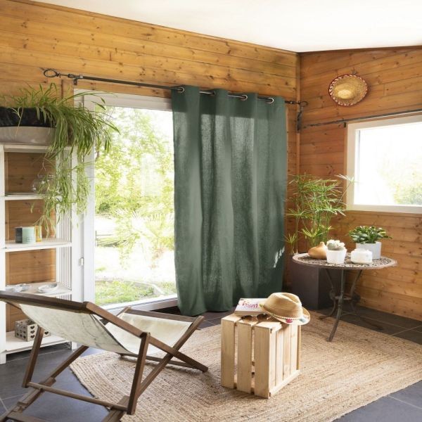 Rideau 140x260 cm Coton Romarin anti vis-à-vis pour la chambre