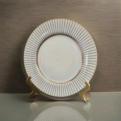 Fitz & Floyd Pareille 6-5/8'' Bread & Butter Plate, Black & Gold Lines, Japan