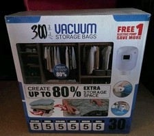 30 Pk Vacuum Sealer Bags For Clothing w/Electric Pump Compression Space Saving