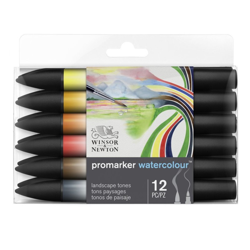 Promarker Watercolour Winsor Newton lot de 12 feutres tons floraux pour aquarelle