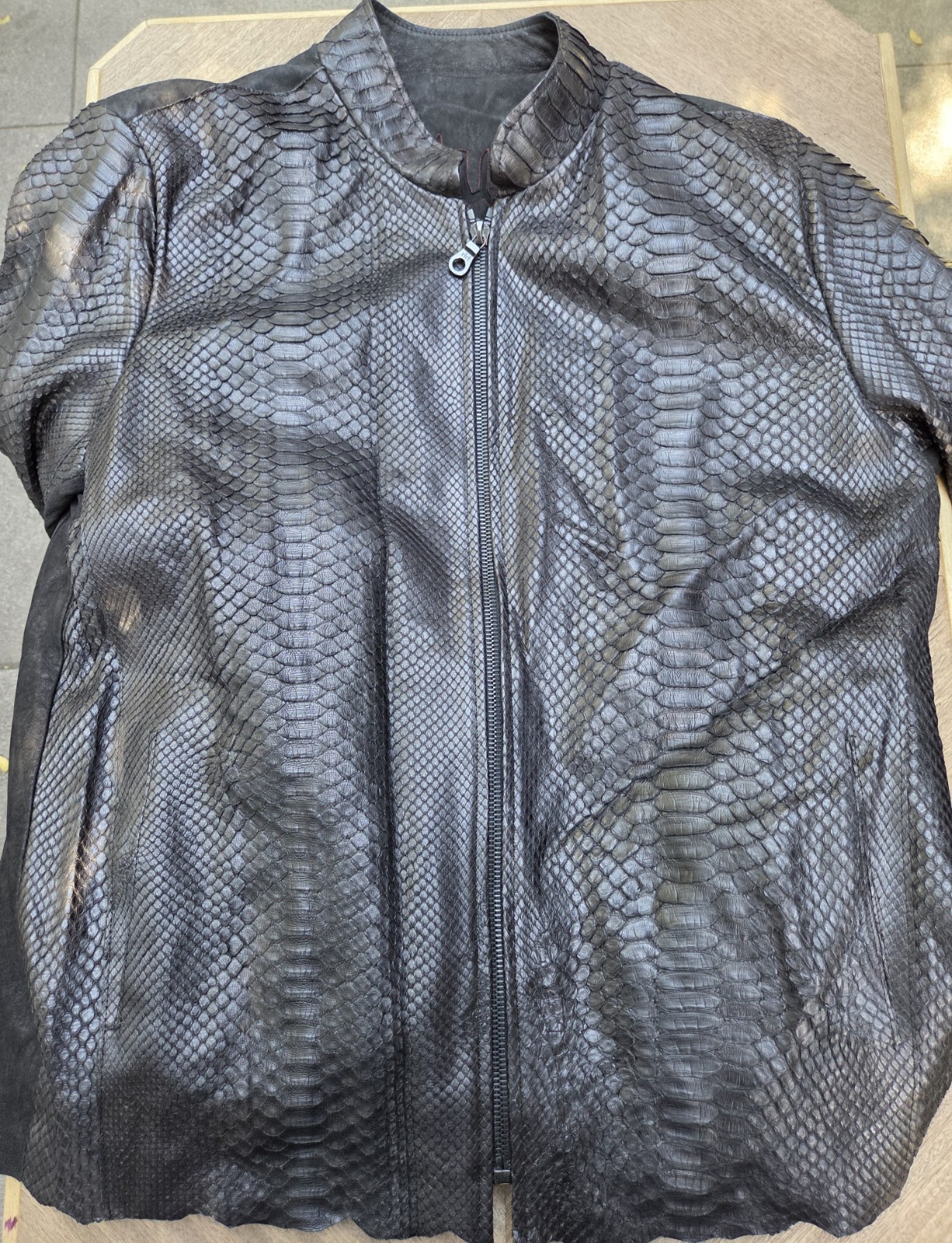 Raw 7 Men Full Zip Python Suede Jacket Size XL Bl… - image 13