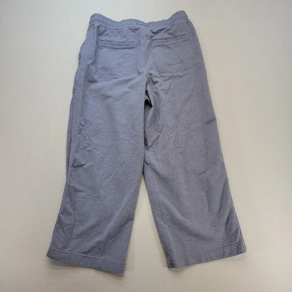 Pantalones Athleta Mujer 6 Azul Farallón Jaspeado Pierna Ancha Cortos Algodón Elástico Foto 3 de 4