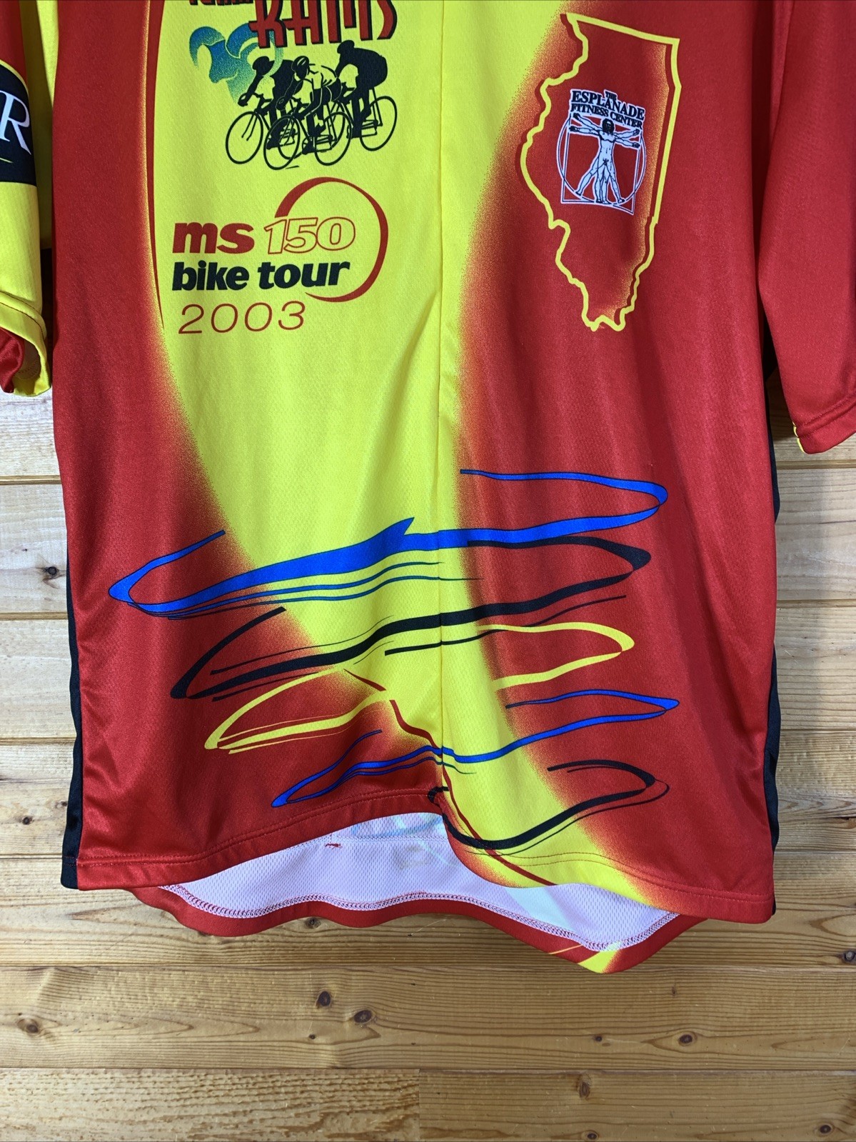 Louis Garneau Half Zip Cycling Jersey Shirt Team RAMS 2003 Red Yellow Mens XL