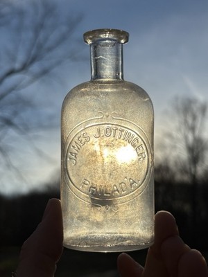 James J Ottinger Philadelphia PA Blown Drug Store Medicine Bottle 1880s Era Nice