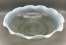 Vintage 1940 s Fenton White French Opalescent Ruffled Hobnail 9 Bowl