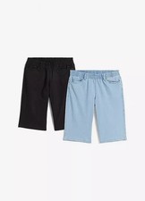 Bonprix Plus Size 28 Pack of 2 Denim Shorts Blue and Black NEW