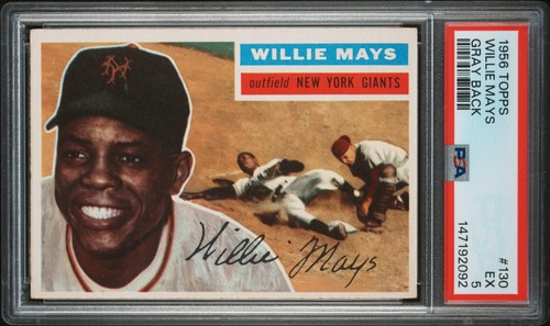 PSA 5 1956 Topps #130 Willie Mays New York Giants Gray Back NO RESERVE!