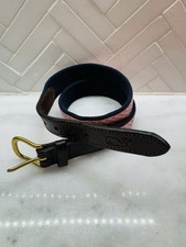 Vineyard Vines Boys Classic Whale Canvas Club Belt Sz 28 Navy Pink Leather Brass