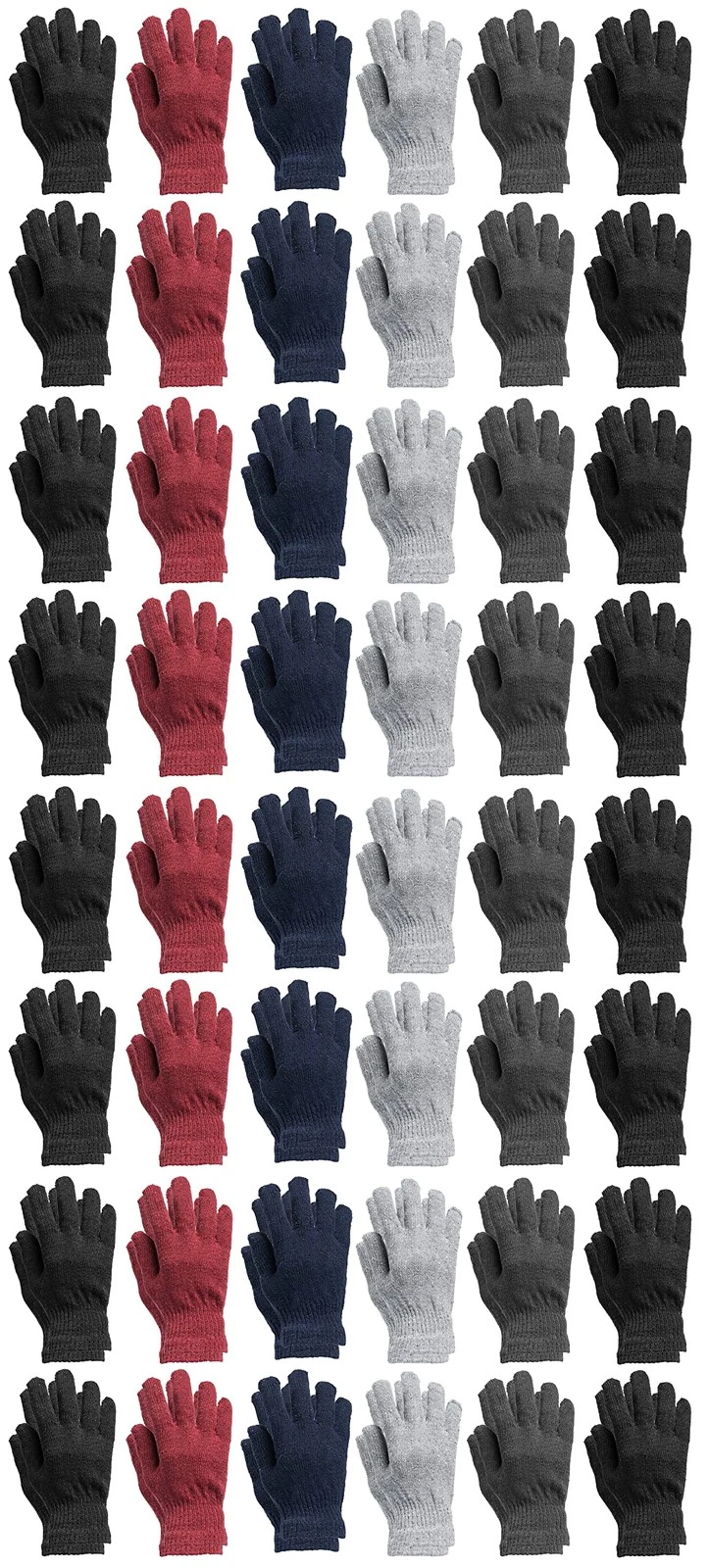 SOCKS'NBULK 48 Pack Men's Warm, Stretchy Thermal Winter Gloves (Mens Assorted)