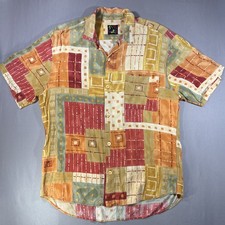 Jams World Men  s Medium Spun  Crushed Rayon Shirt Vintage Patchwork Grail Street