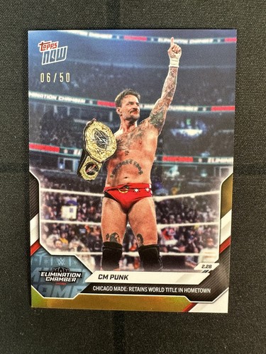 CM Punk Elimination Chamber Title 2026 WWE Topps NOW Card 23 Gold Foil 06/50 - Bild 1 von 2