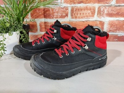 QUECHUA WATERPROOF SCHUHE UK 3 EU 36 WARM SCHNÜRER SCHWARZ ROT MID JUNIOR WALK WALK