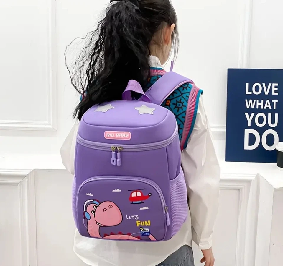 Dino Rucksack Kinder lila Vorschule 3-6 Jahre Kita Mädchen Junge leicht NEU 2025 - Bild 2 von 4