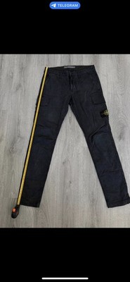 Stone Island Herren Cargo-Hose Schwarz Logo-Patch Gr. 40 Schrittlänge 100 cm