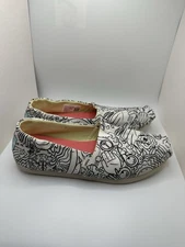 Toms Alpargata Womens Loafers Shoe Sz 5 Slip On Coloring Book Print