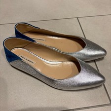 FABIO RUSCONI Silver/Blue Flat Shoes 35 1/2