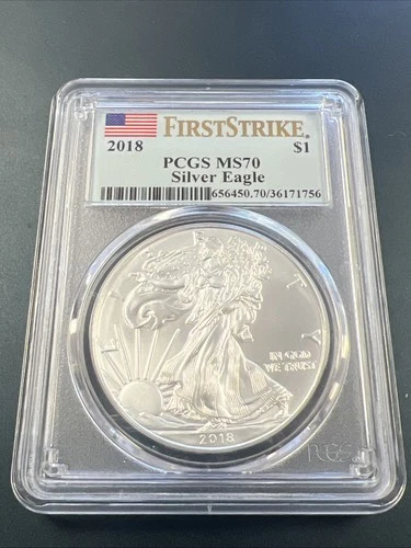 2018 Silver Eagle $1 - PCGS MS70 / First Strike / Flag Label / Nice! No Reserve!