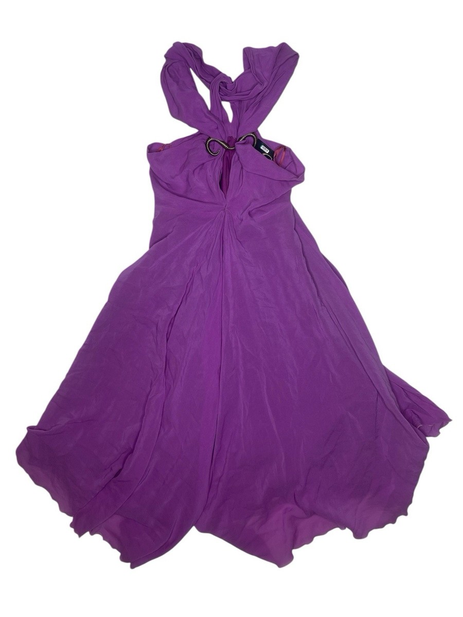 JUST CAVALLI Sexy Silk Chiffon Twist Fit & Flare Dress in Magenta Size 40 |  eBay