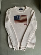 Ralph Lauren Womens Pink Pony Jumper Sweater American Flag Cotton S RRP349