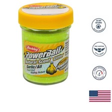 Chartreuse PowerBait Glitter Dough Bait for Trout - 1.75 oz of Garlic Aroma