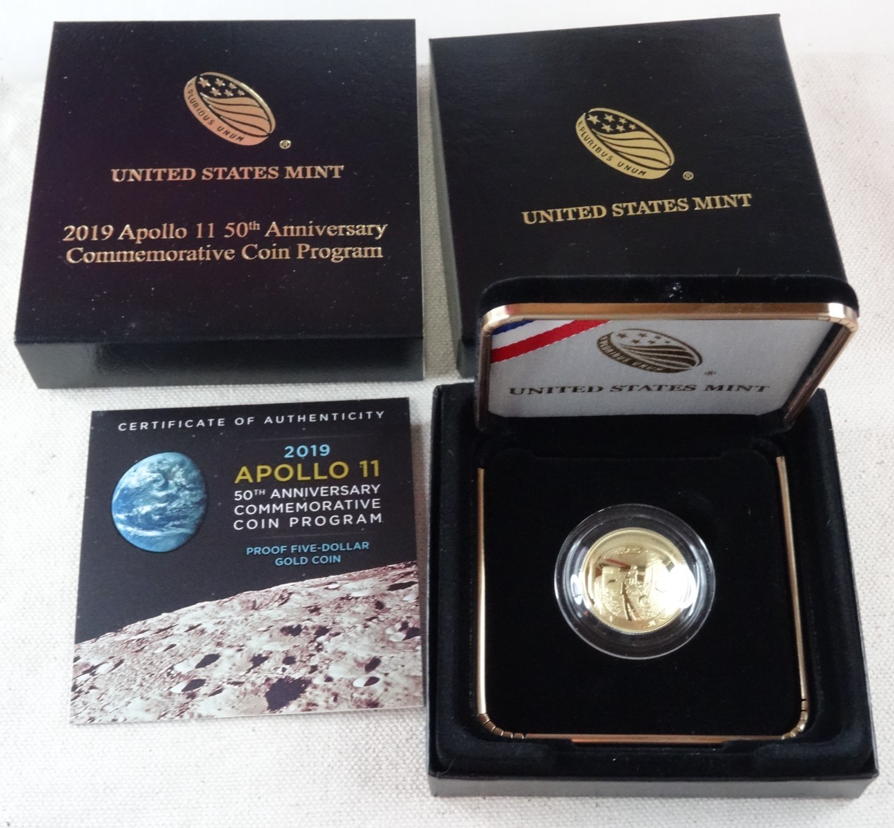 2019-W Apollo 11 $5 Gold Proof US Mint Commemorative Coin OGP Box & COA ...