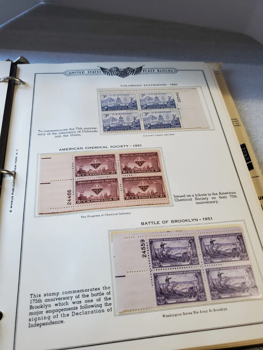 Vintage Minkus American Plate Block Album Vol III 1951 to Date & Stamps