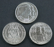 Poland Polska 3x 100 Zlotych 1966 Millennium Mieszko Dabrowka PROBA - Silver 54g