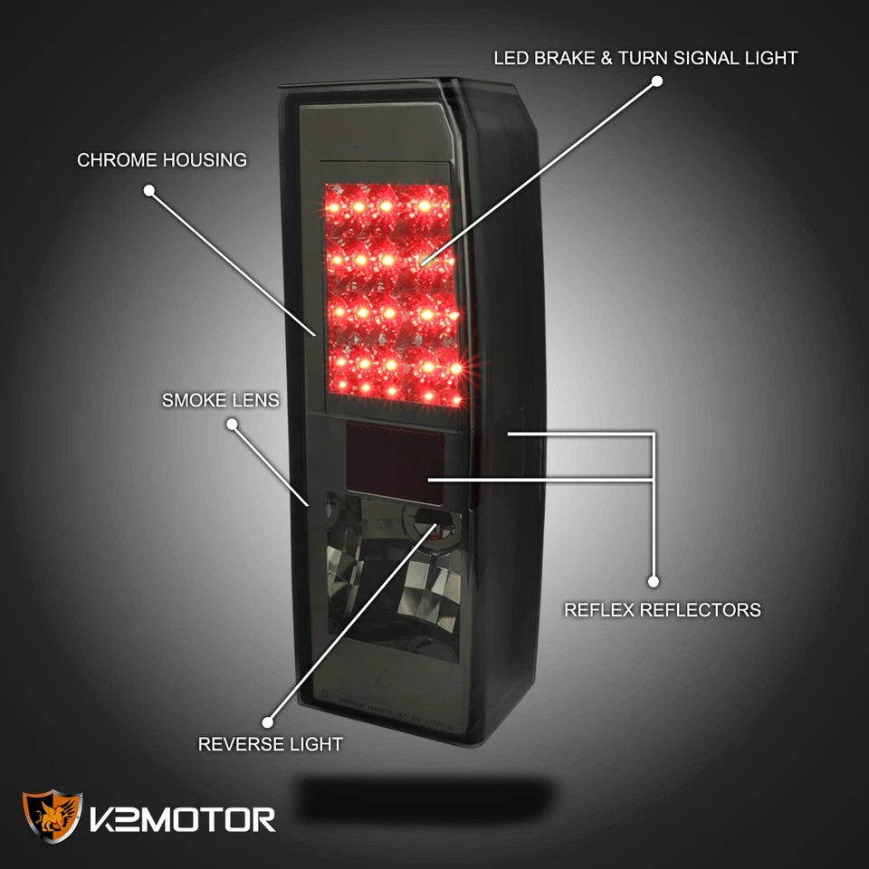 Smoke Fits 2005-2010 Hummer H3 LED Rear Tail Lights Brake Reverse Lamps Pair Foto 3 de 4