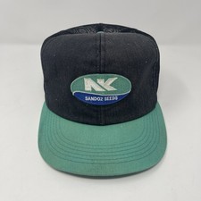 Vintage K-Products NK Sandoz Seed Snapback Hat Mesh Black Green USA Made