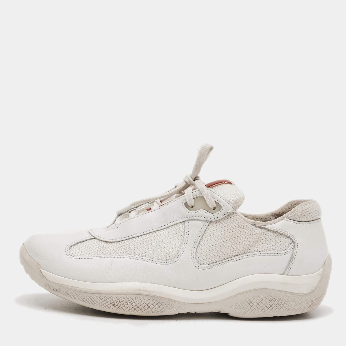 PRADA ホワイト スニーカー 38 Prada Americas Cup Size 37.5 White Leather and Mesh Low Top