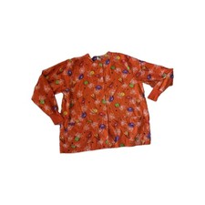 UA Scrubs womens L long sleeve cuffed scrub top orange Halloween spiders fun