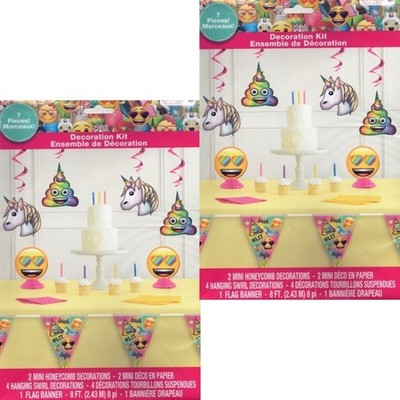 2 - Unique Emoji - The Iconic Brand Birthday Party Decorating Kit (7 Piece Set)