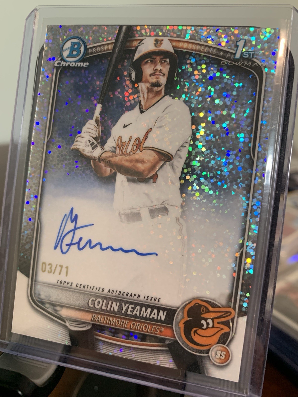 2025 Bowman Draft - Colin Yeaman 1st Auto /71 Chrome Speckle Refractor #CPA-CY