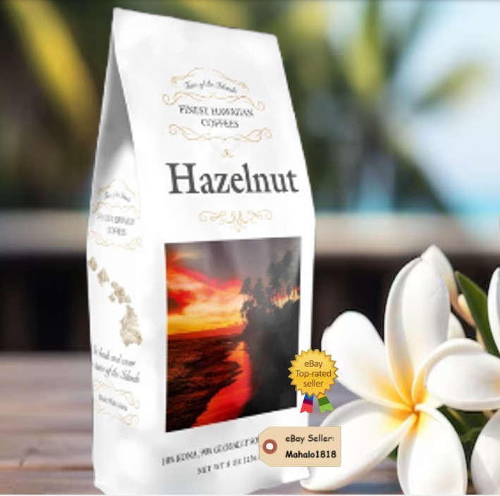 Finest Hawaiian Coffees HAZELNUT 10% Kona Blend 8 oz. - 1 Bag
