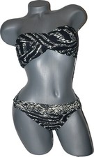 NWT CARMEN MARC VALVO M twist bandeau swimsuit 2 Pc bikini black 8 10