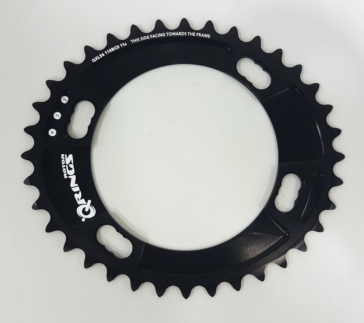 Rotor QXL Ring 110x4 36T Road Inner Chainring Black -Fits