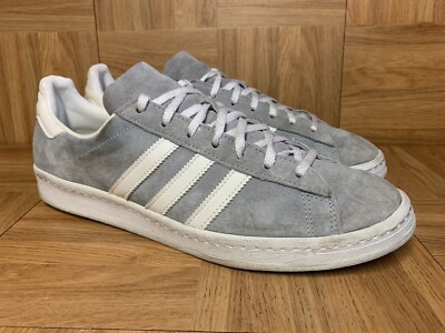 Vintage  Adidas Campus 80s J-Crew Gray White Leather Sz 10.5 Men's Sneakers LE