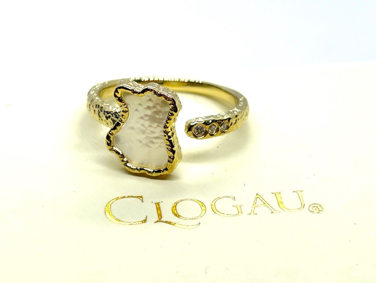 New CLOGAU Lady of Luck 9CT Gold Mother of Pearl Diamond Ring Size
