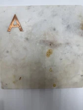 Marble Cheese Board with Brass Intial and Marble Stands