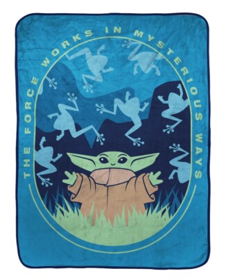 Yoda Kids Throw, 46 x 60, Microfiber, Blue, Star Wars NEW