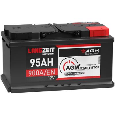LANGZEIT AGM Batterie 95Ah 12V Start Stop Batterie Autobatterie VRLA statt 100Ah