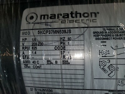 MARATHON# 5KCP37MN539JS 1/6HP 208-230V 825 RPM 48FR.UNIVENT MOTOR REF #IBEQ5842